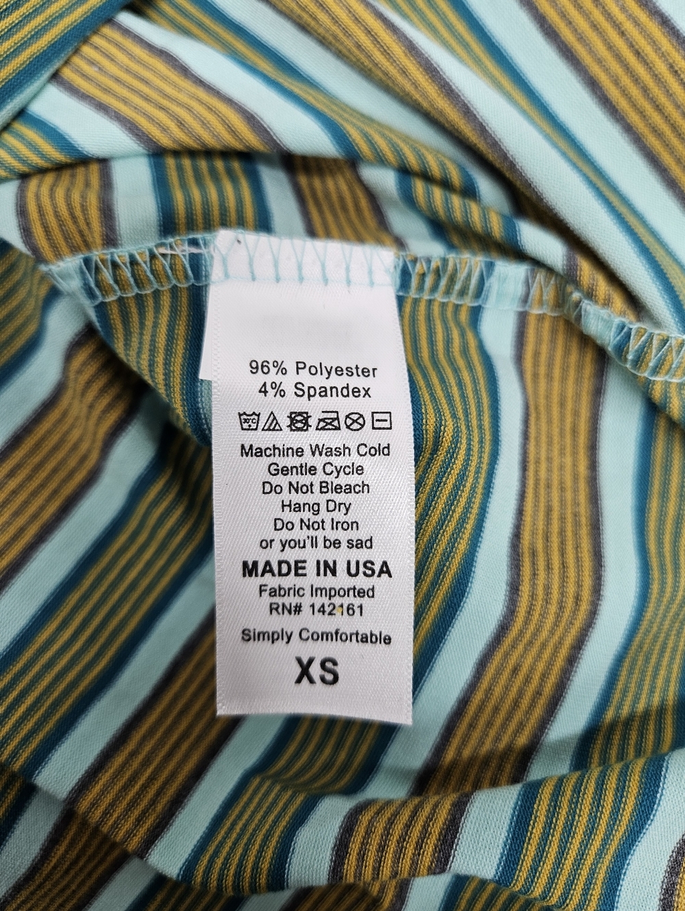 LuLaRoe Gigi XS shirt Striped Short Sleeve Tee Aqua Olive - Picture 5 of 6